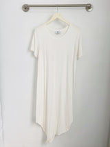 Roxanne Asymmetrical T-Shirt Dress (Ivory) - S