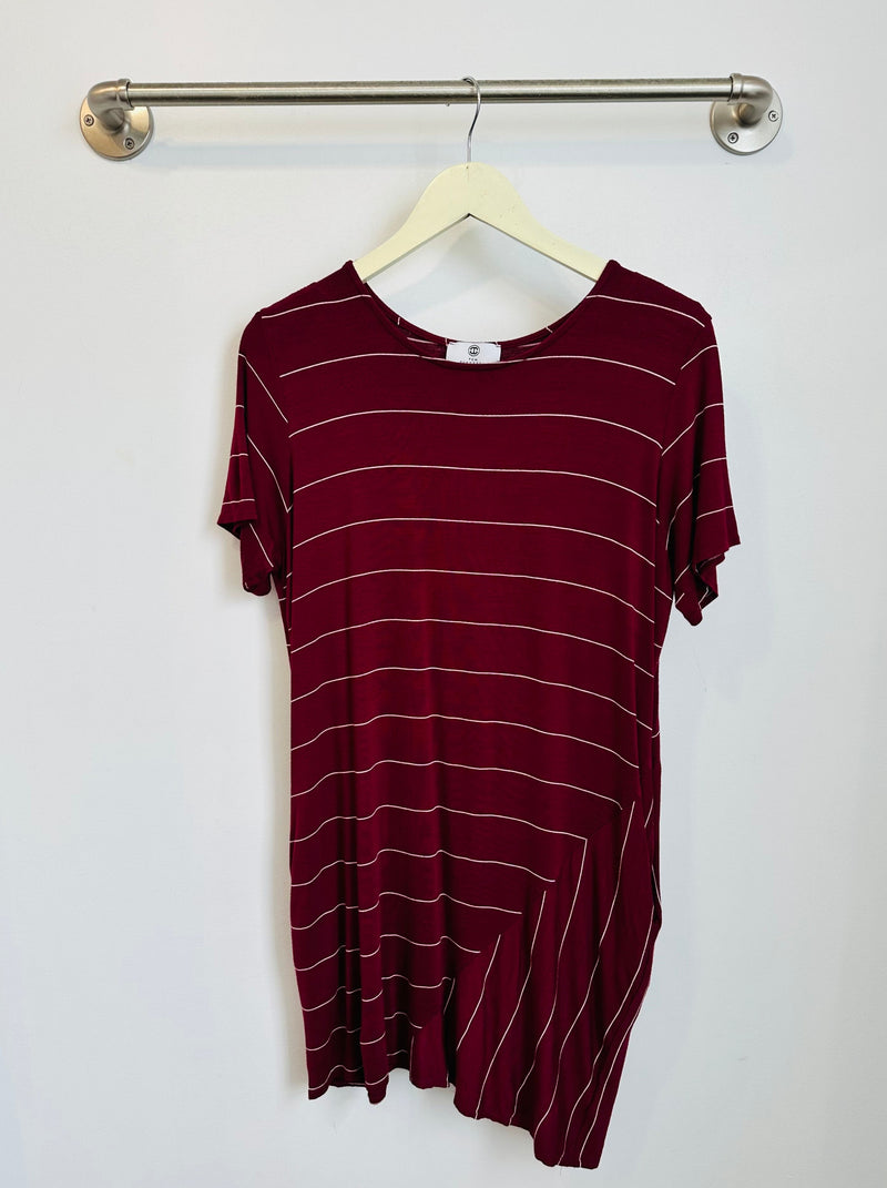 Tommy T-Shirt Dress (Wine Stripe) - M