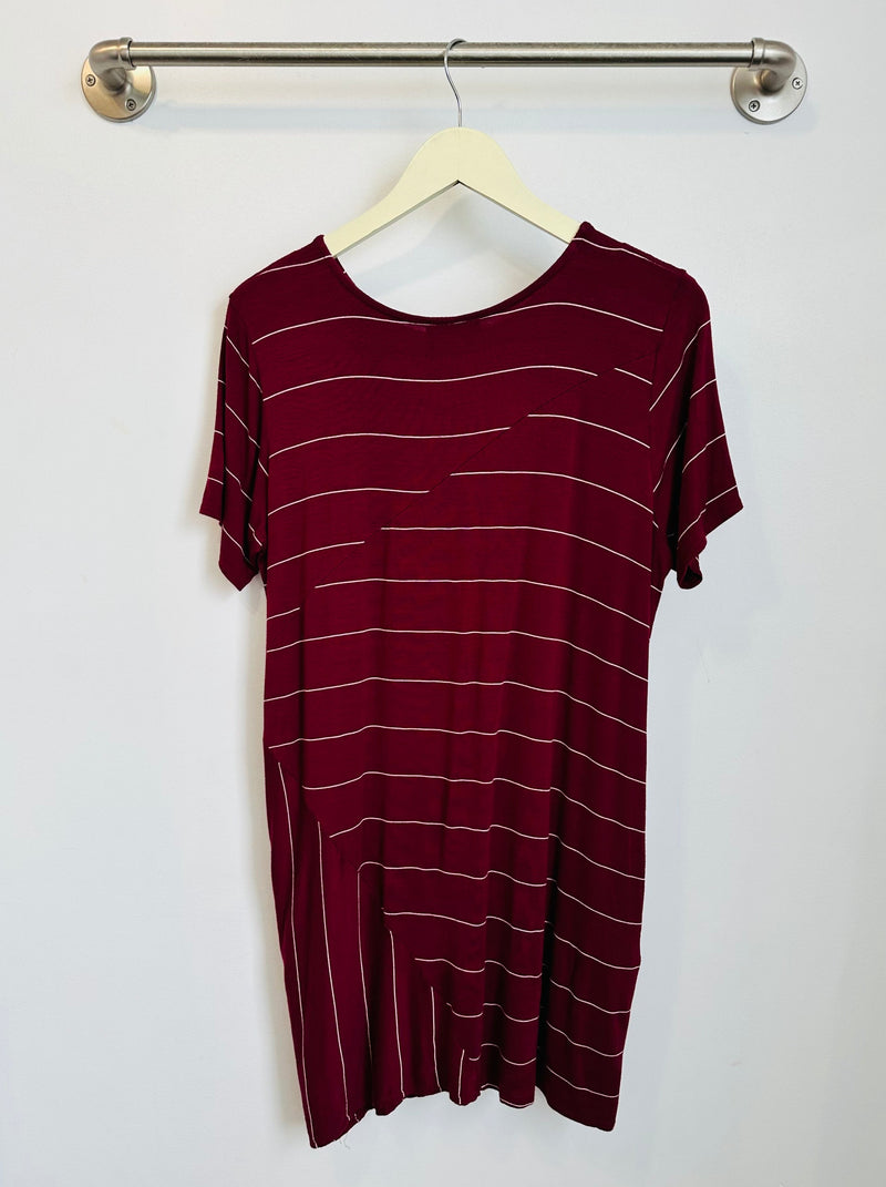 Tommy T-Shirt Dress (Wine Stripe) - M