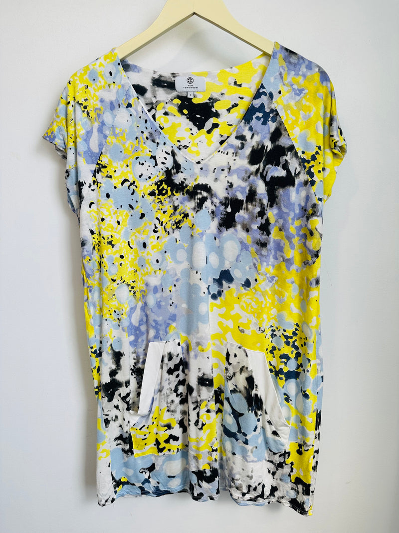 Dawn V-Neck Dress (Yellow Ink Blot) - S
