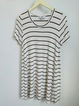 Harper Paneled Dress (Ivory/Olive Stripe) - S