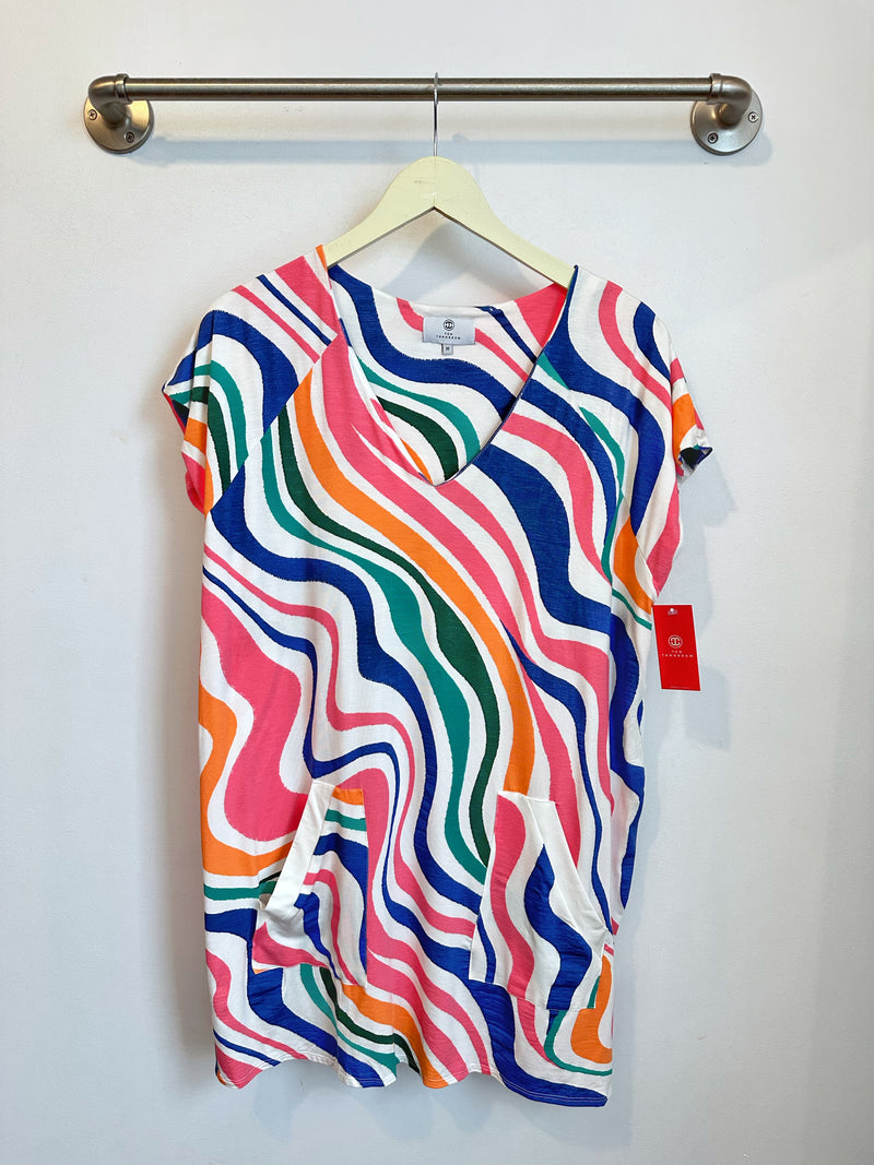 Dawn V-Neck Dress (Retro Rainbow) - M