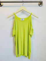 Jennifer Cold Shoulder Top (Chartreuse) - XS