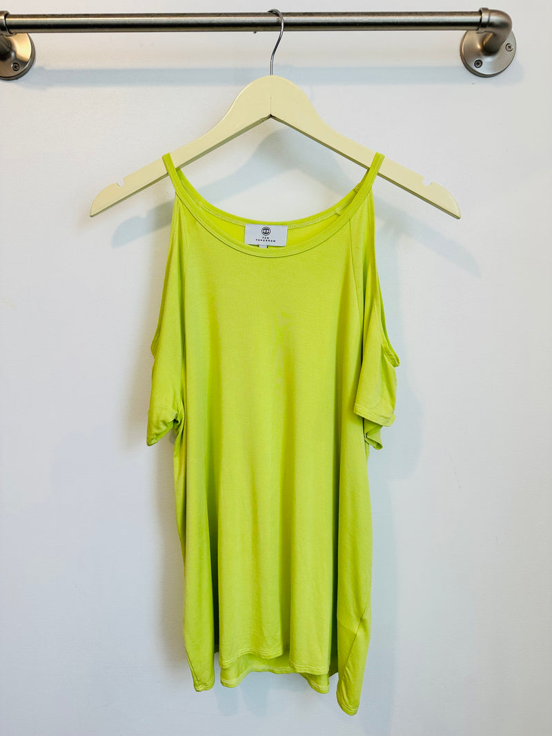 Jennifer Cold Shoulder Top (Chartreuse) - XS