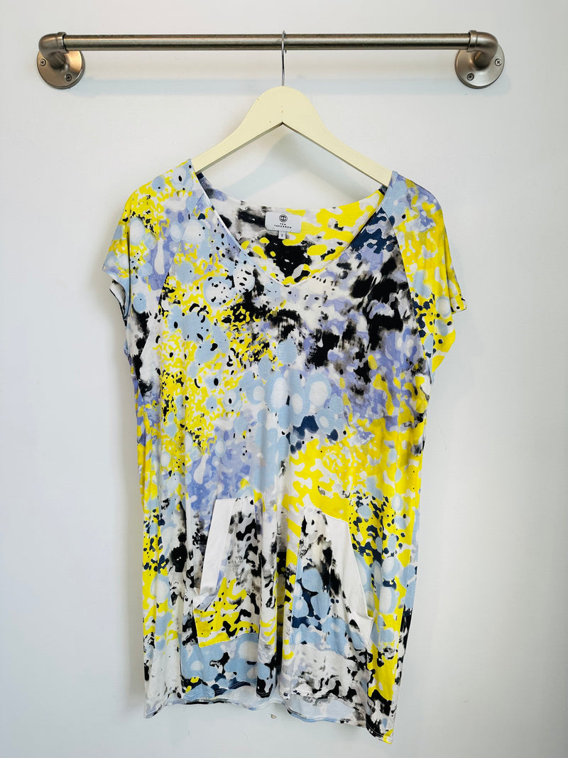 Dawn V-Neck Dress (Yellow Ink Blot) - S