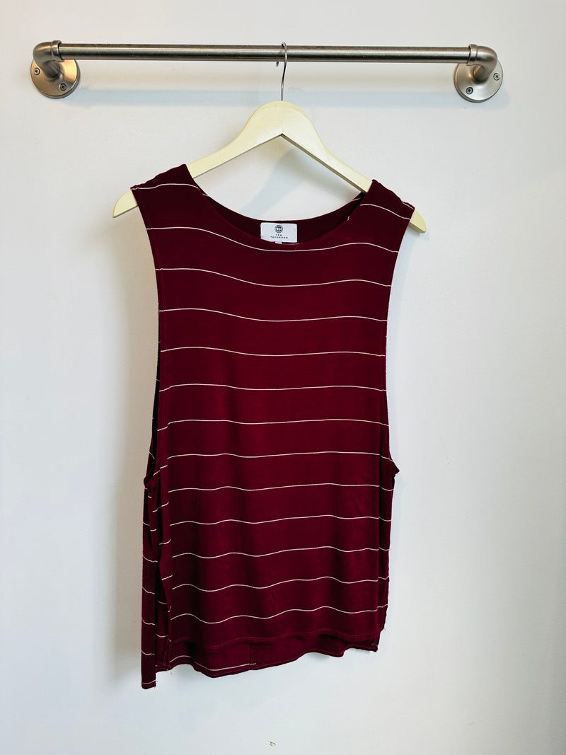 Courtney Layered Tank (Wine Stripe) - S