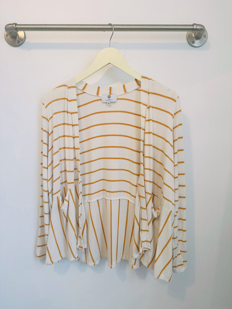 Sandy Cardigan (Ivory/Mustard Stripe) - XS