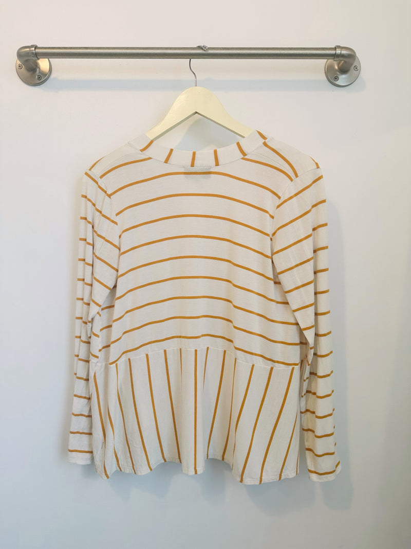 Sandy Cardigan (Ivory/Mustard Stripe) - XS