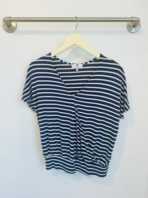 Luna Wrap Top (Navy Stripe) - XS