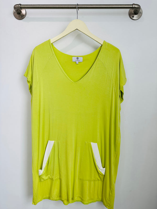 Dawn V-Neck Dress (Chartreuse) - L
