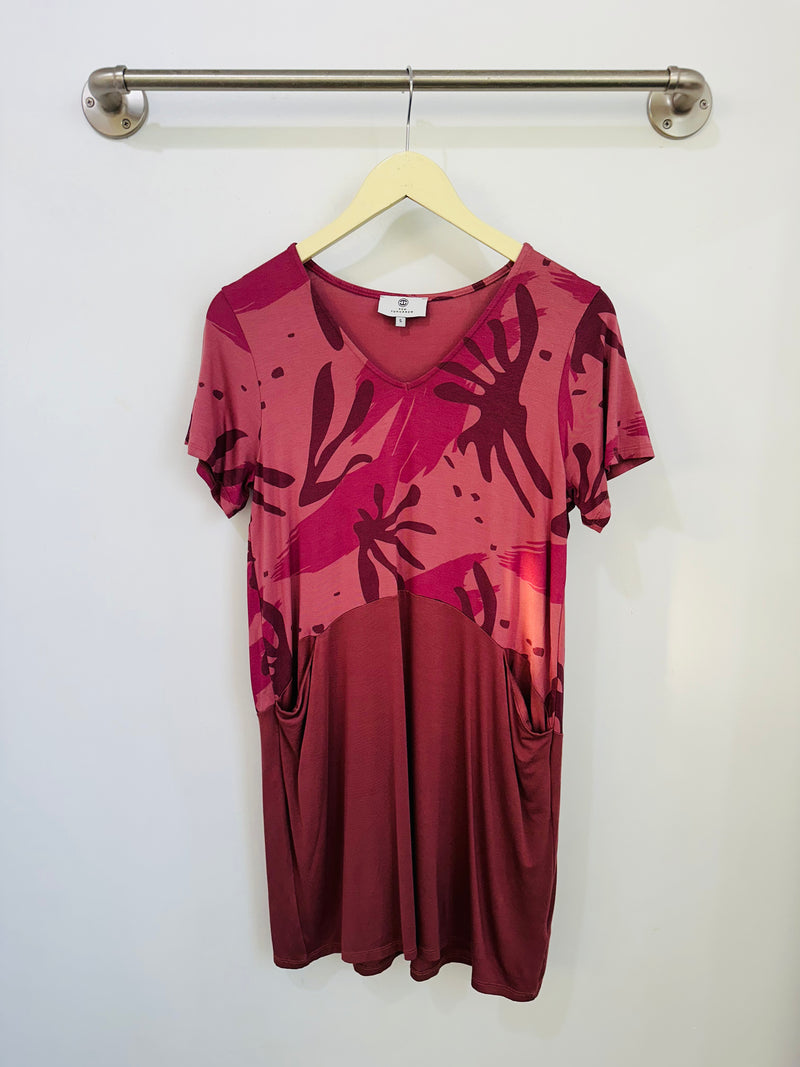 Kenzie Color Block Dress (Catalina Print/Dk. Mauve) - S