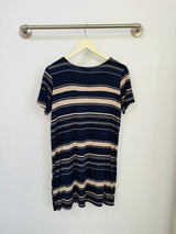 Stacey T-Shirt Dress (Navy Mixed Stripe) - S