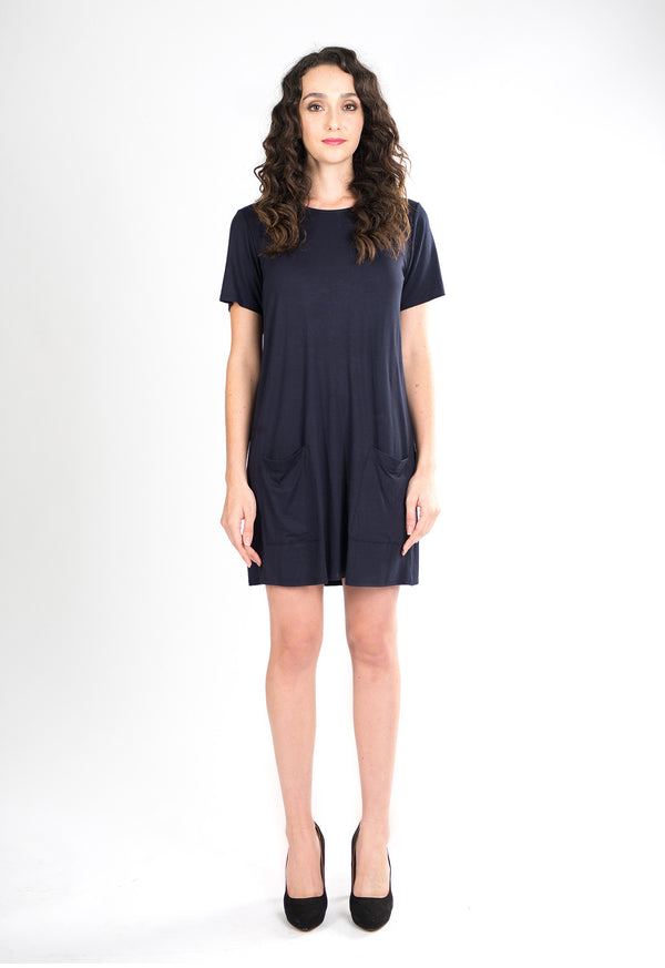 Stacey T-Shirt Dress (Navy) - XS