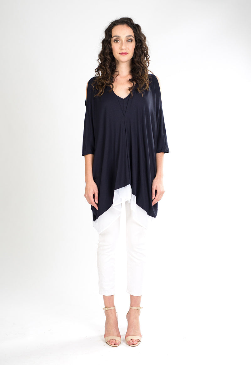South Shore Knit Kaftan (Navy/White) - O/S