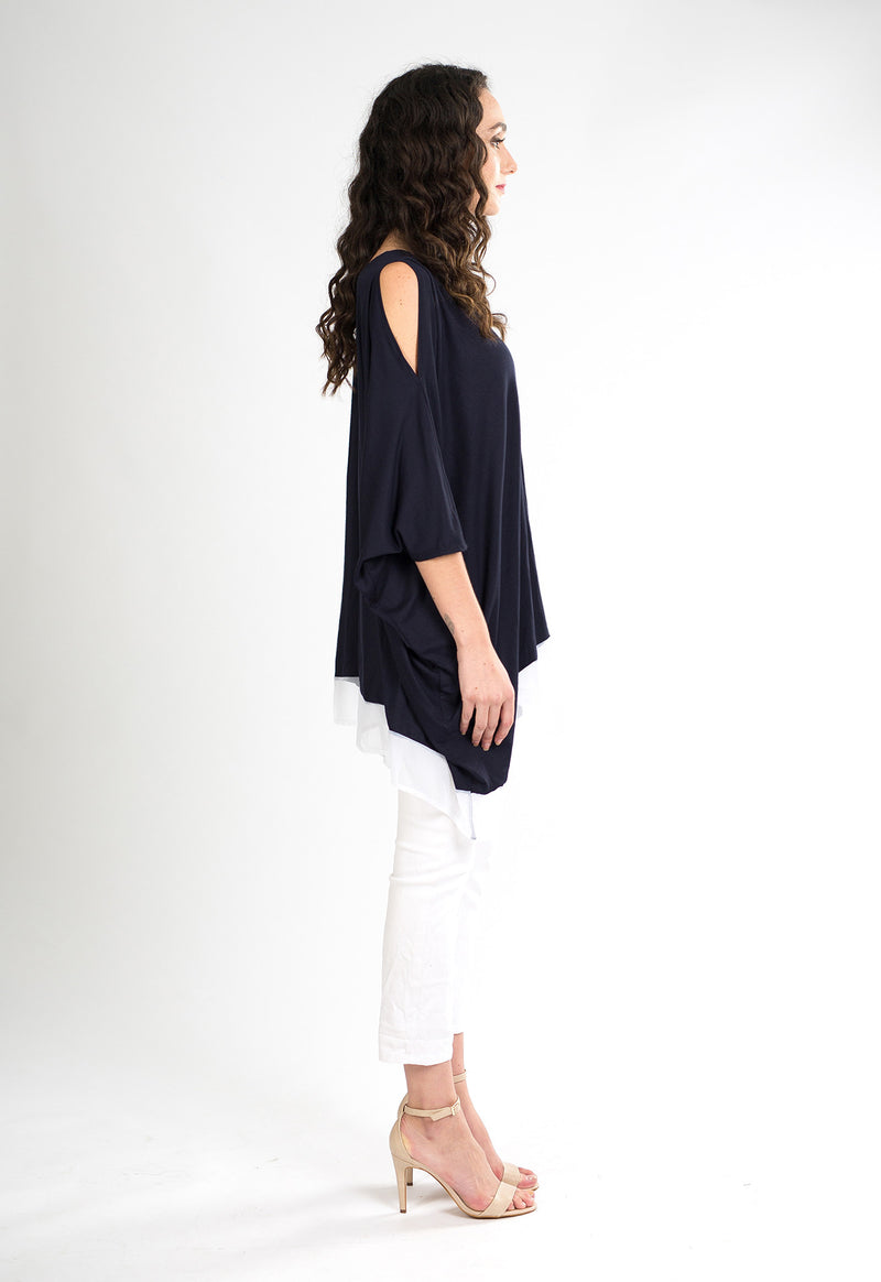 South Shore Knit Kaftan (Navy/White) - O/S