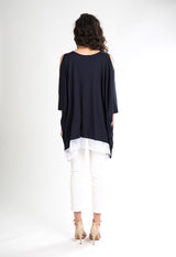 South Shore Knit Kaftan (Navy/White) - O/S