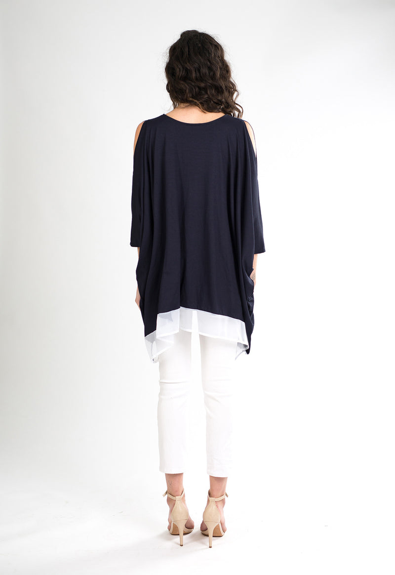South Shore Knit Kaftan (Navy/White) - O/S
