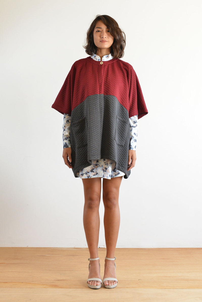 McKenzie Poncho (Burgundy/Charcoal)