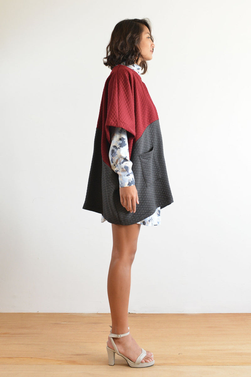 McKenzie Poncho (Burgundy/Charcoal)