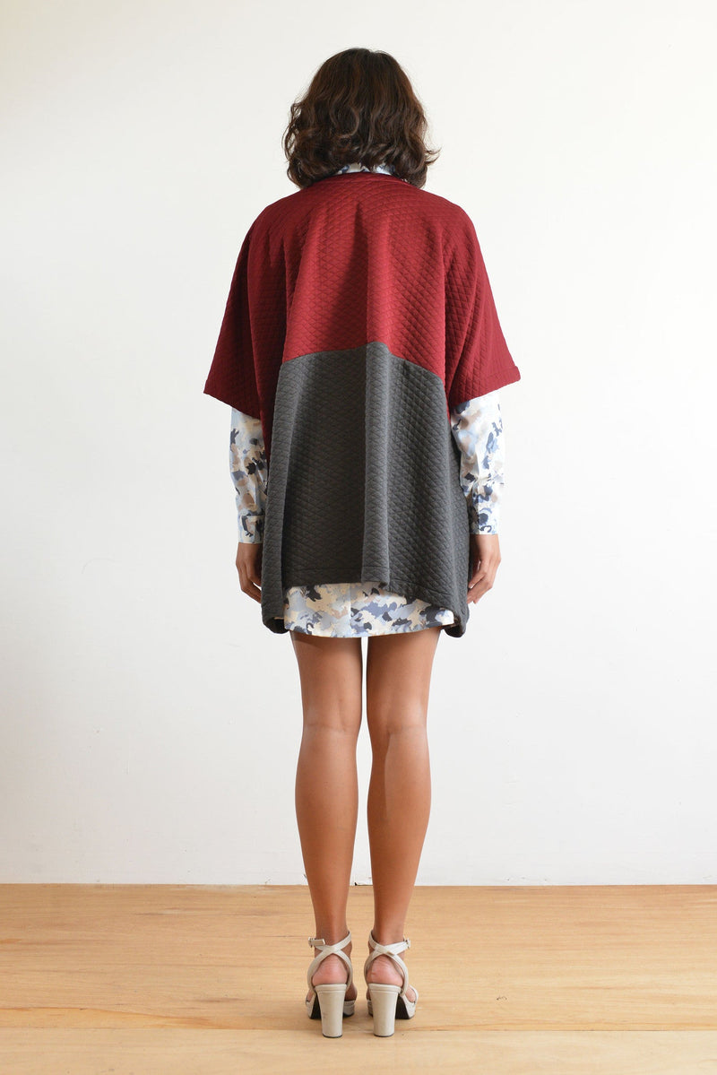 McKenzie Poncho (Burgundy/Charcoal)