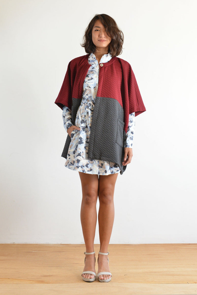 McKenzie Poncho (Burgundy/Charcoal)