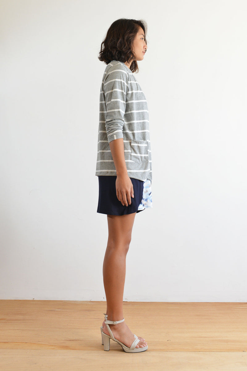 Boyfriend Cardigan (Heather Stripe) - M