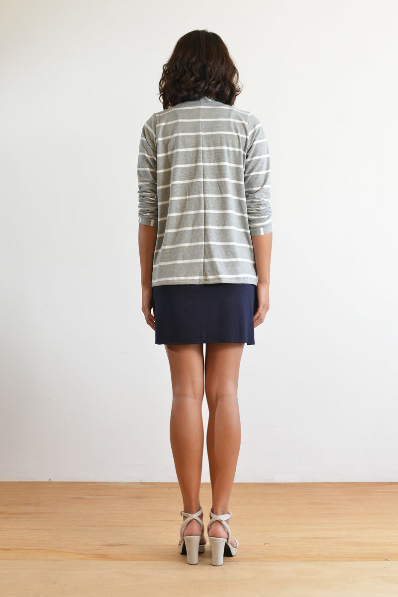 Boyfriend Cardigan (Heather Stripe) - M
