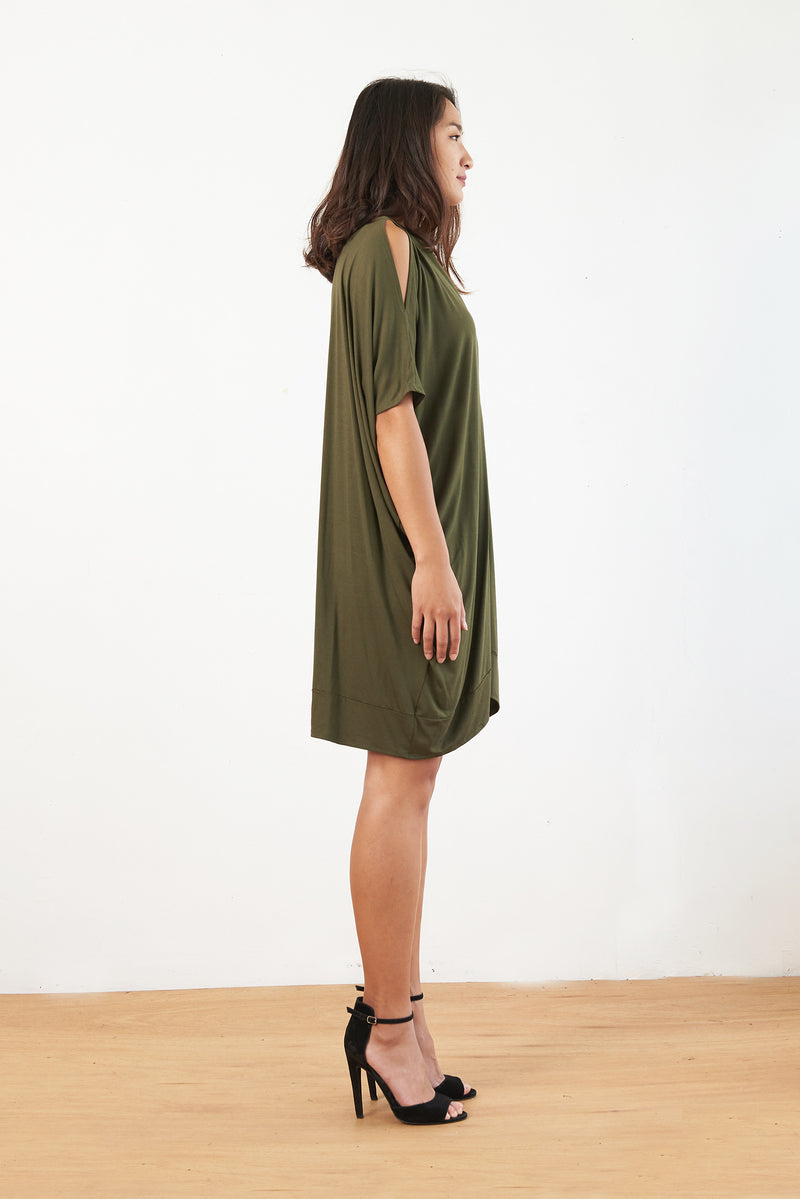 Malia Kaftan Dress (Olive) - S