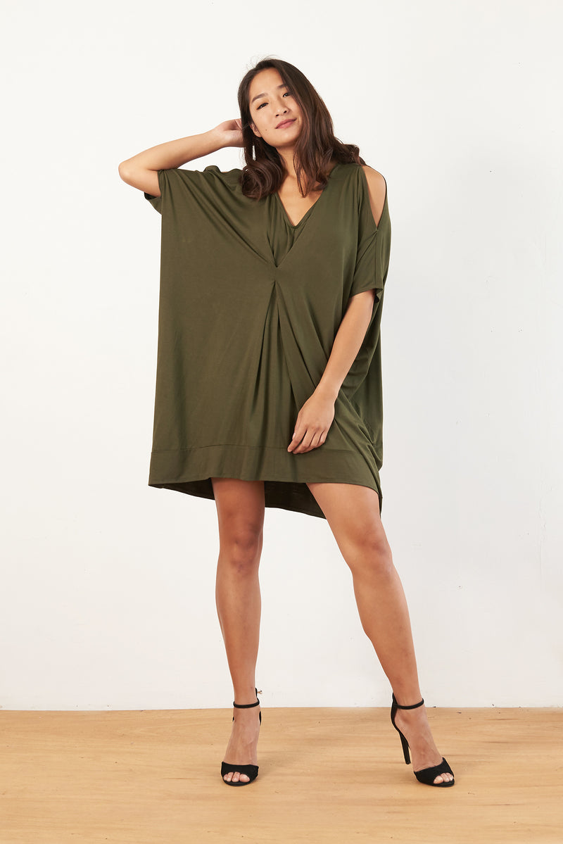 Malia Kaftan Dress (Olive) - S