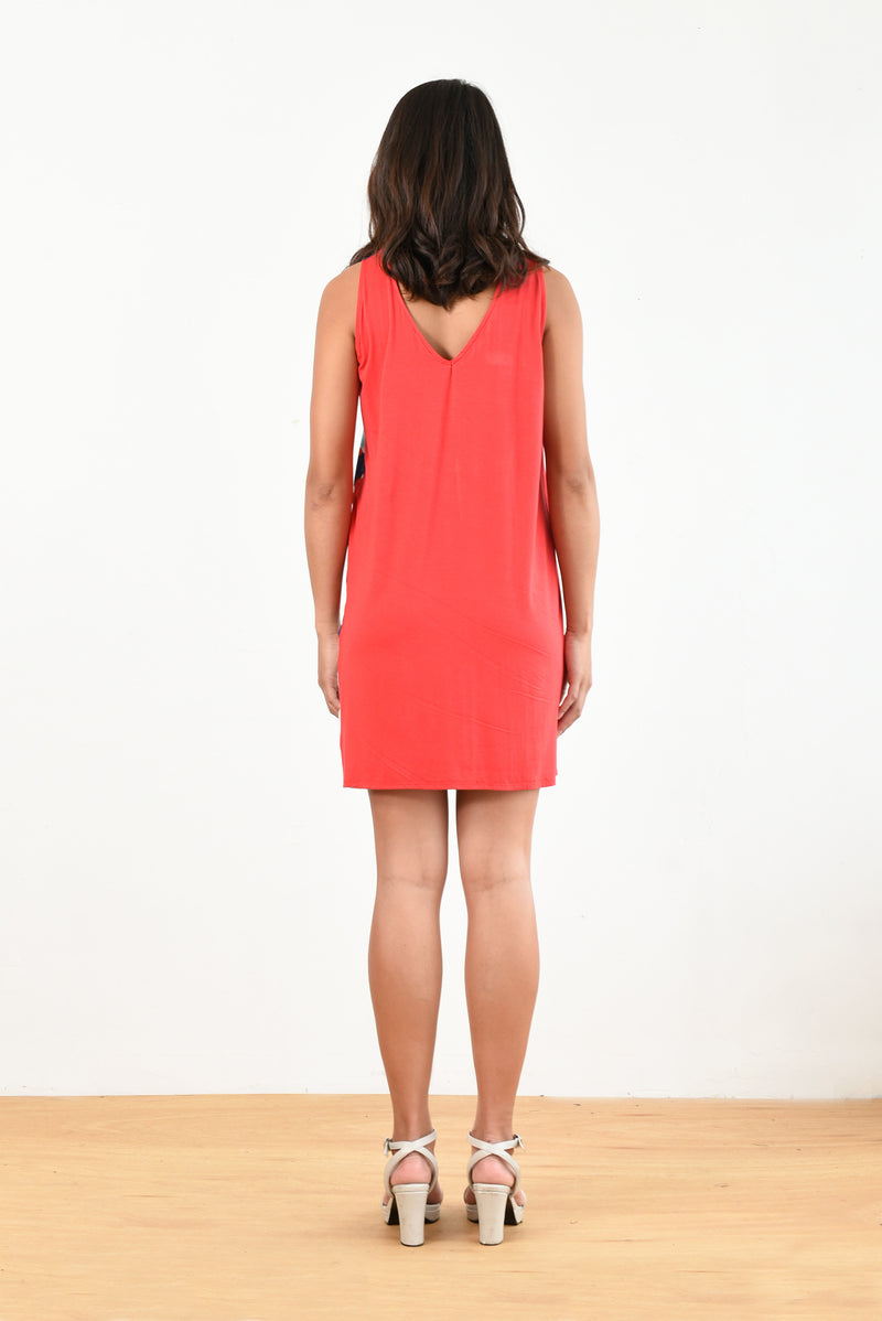 Kimberly Color-block Dress (Red/Splash Print) - S Ten Tomorrow Kimberly Color-block Dress (Red/Splash Print) - S Ten Tomorrow