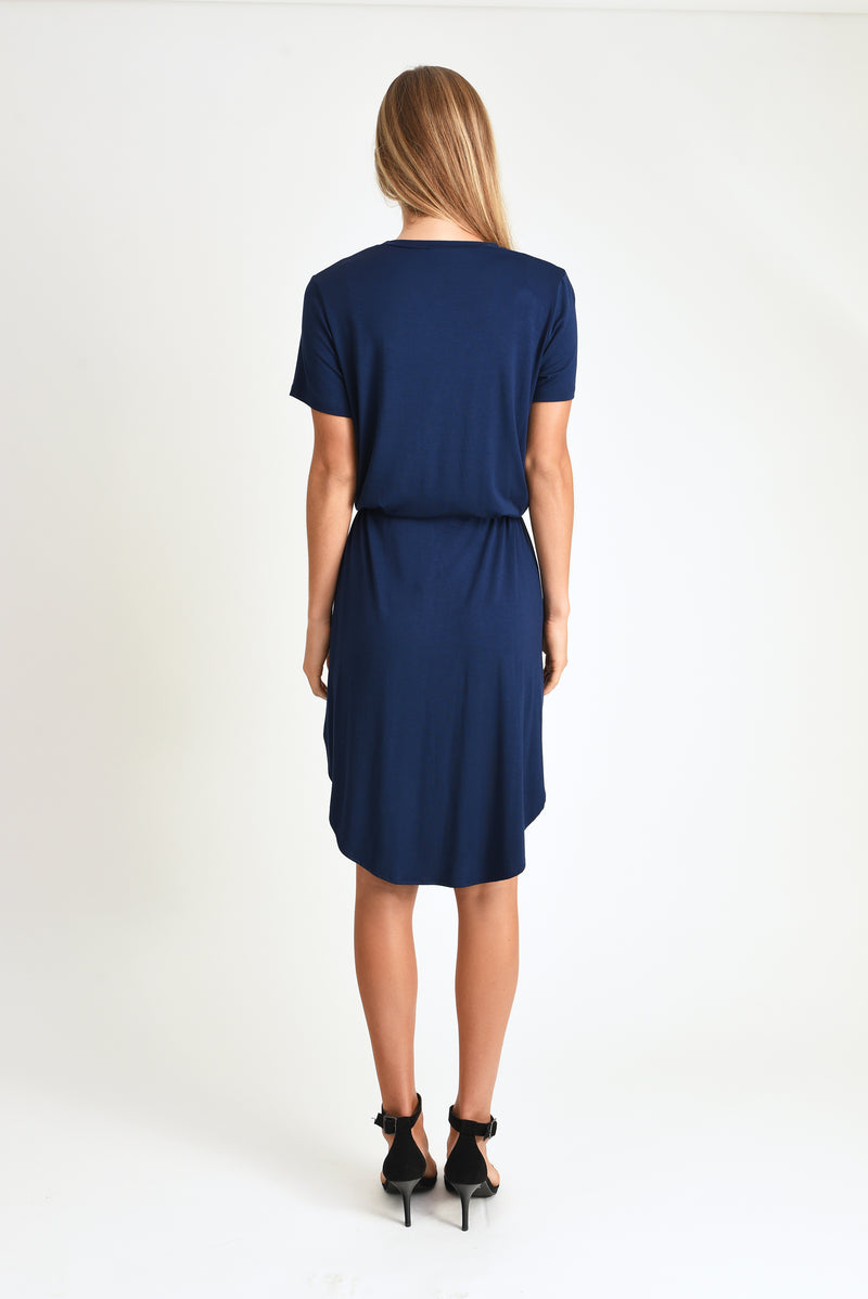Kira Polo Dress w/ Belt (Navy) - S