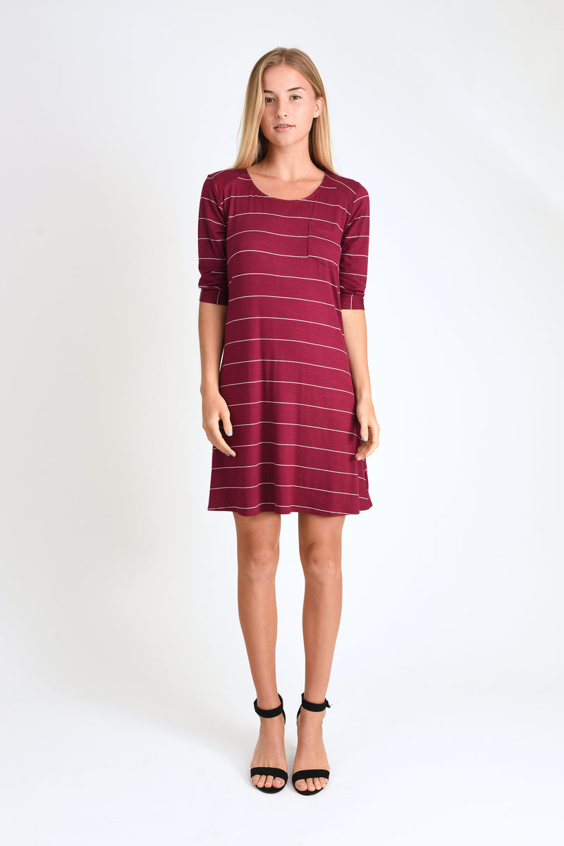 Jordan Dress (Wine Stripe) - M