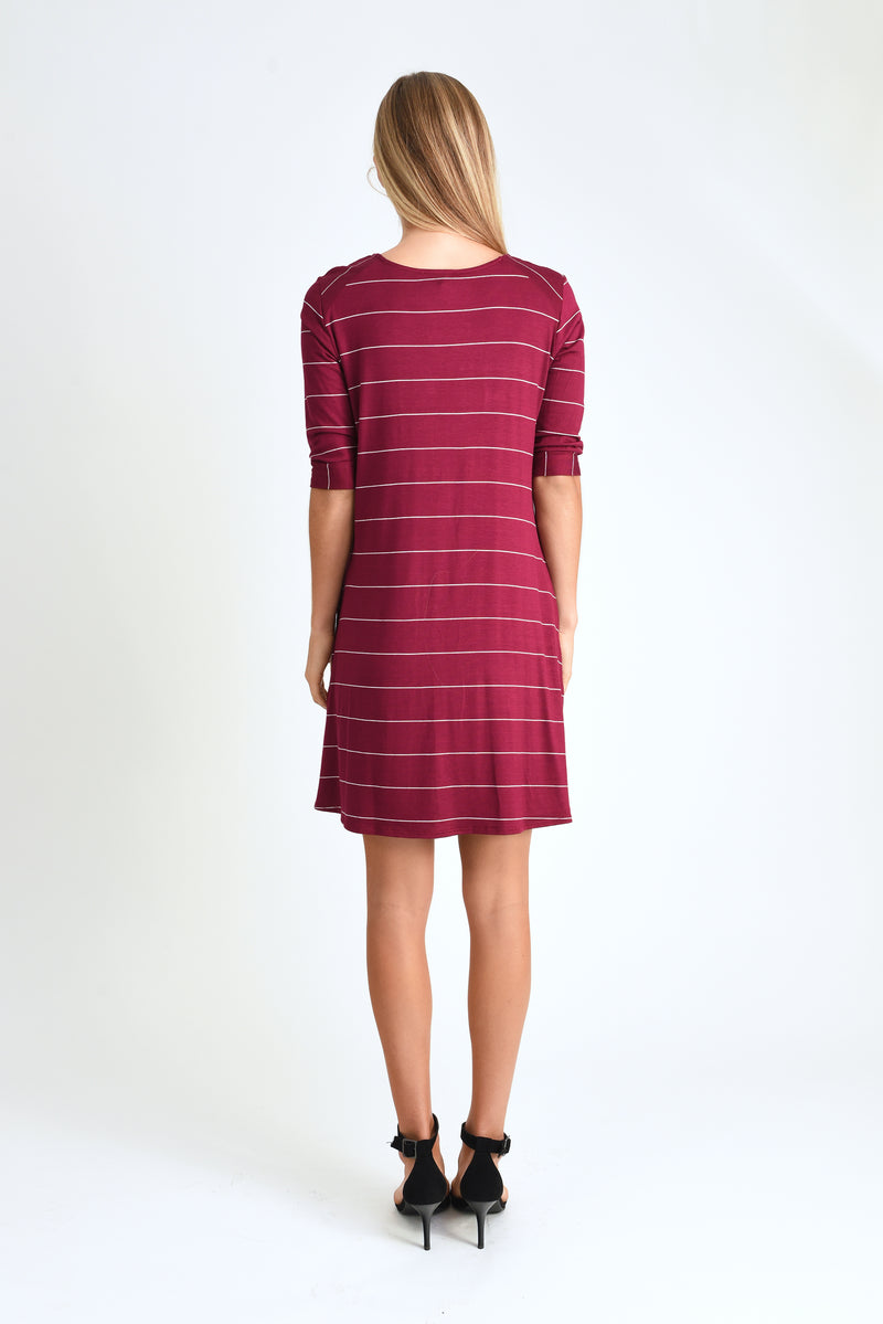 Jordan Dress (Wine Stripe) - M