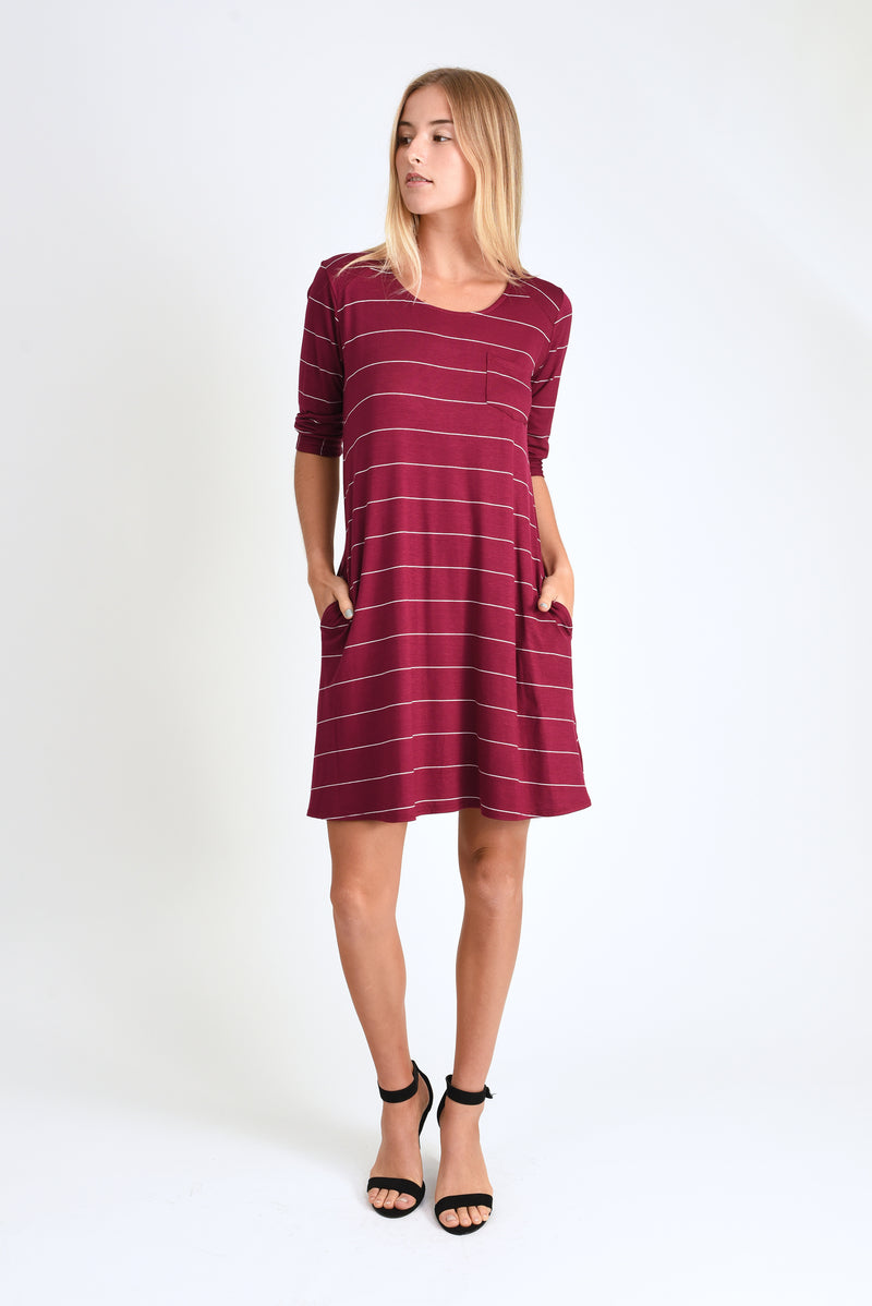 Jordan Dress (Wine Stripe) - M