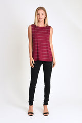 Courtney Layered Tank (Wine Stripe) - S