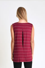 Courtney Layered Tank (Wine Stripe) - S