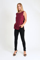 Courtney Layered Tank (Wine Stripe) - S
