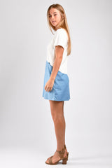 Kenzie Color Block Dress Ivory/Denim - M