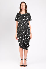 Roxanne Asymmetrical T-Shirt Dress (B/W Jigsaw) - XS