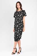 Roxanne Asymmetrical T-Shirt Dress (B/W Jigsaw) - XS