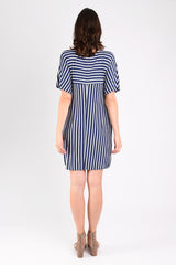 Penelope Color Block Dress (Navy Stripe) - S