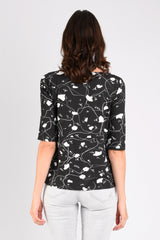 Meg Boatneck Top (B/W Jigsaw) - S