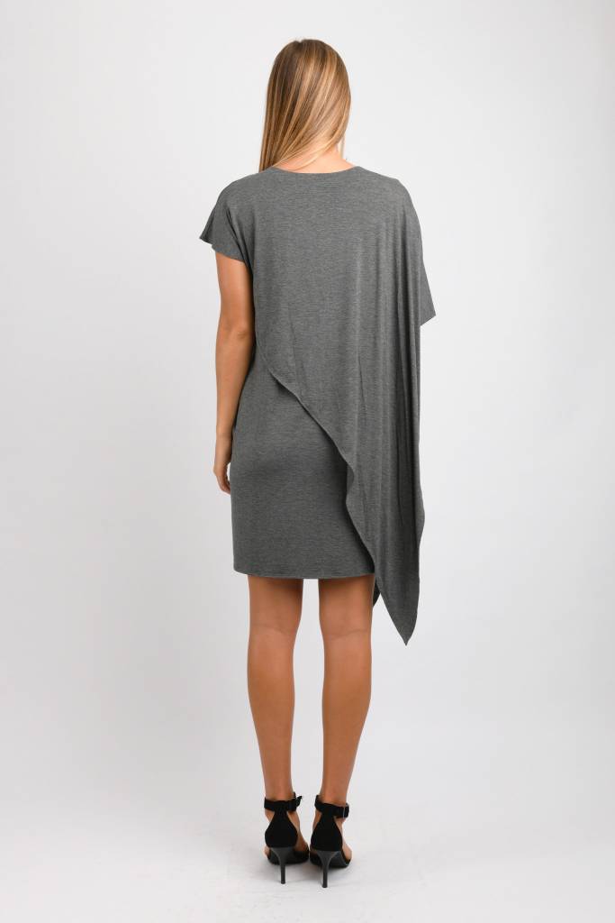 Sienna Asymmetrical Dress (Charcoal) - S