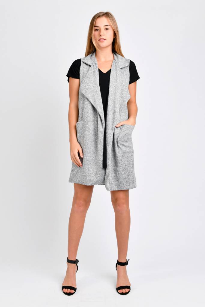 Ann Long Vest (Lt Grey Sweater Knit) - S