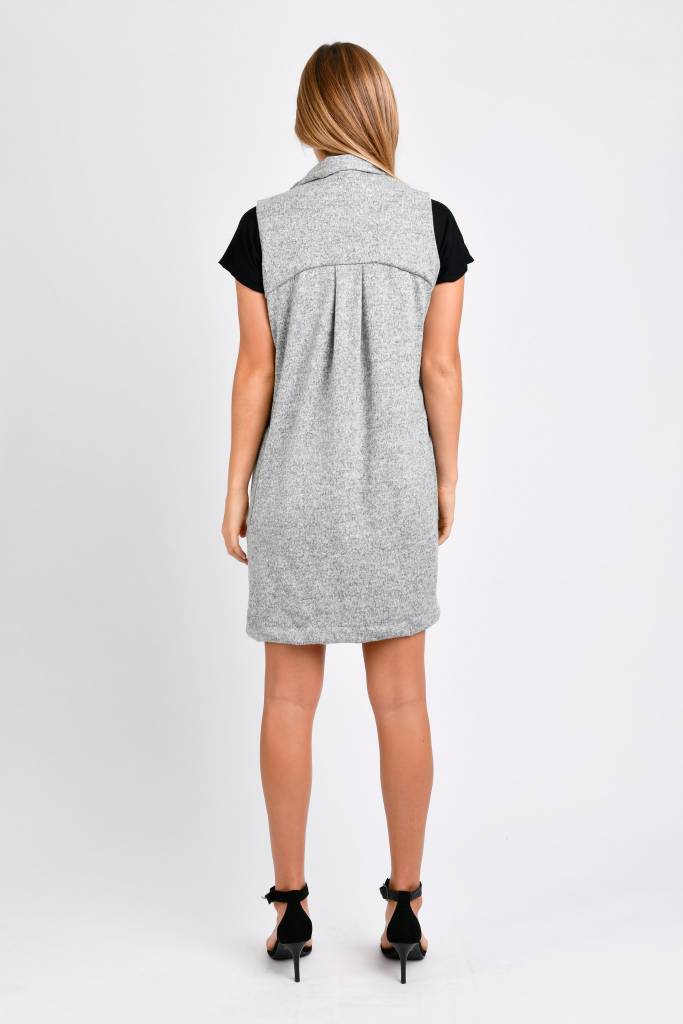 Ann Long Vest (Lt Grey Sweater Knit) - S