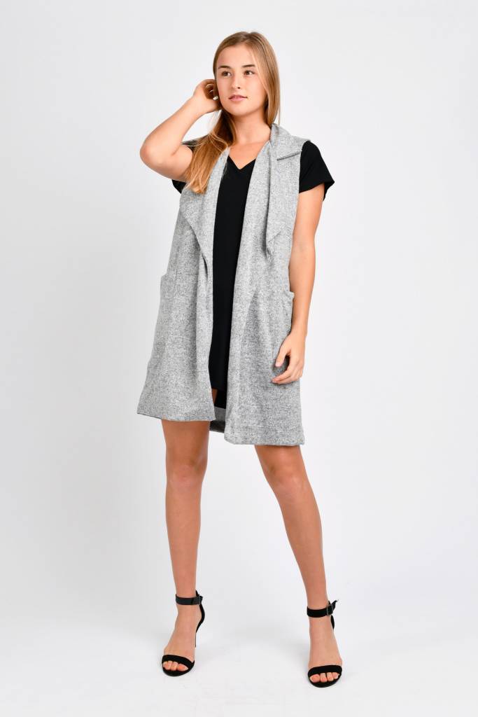 Ann Long Vest (Lt Grey Sweater Knit) - S