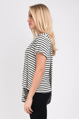 Gemma Asymmetrical Tunic (Ivory-Black Stripe) - M