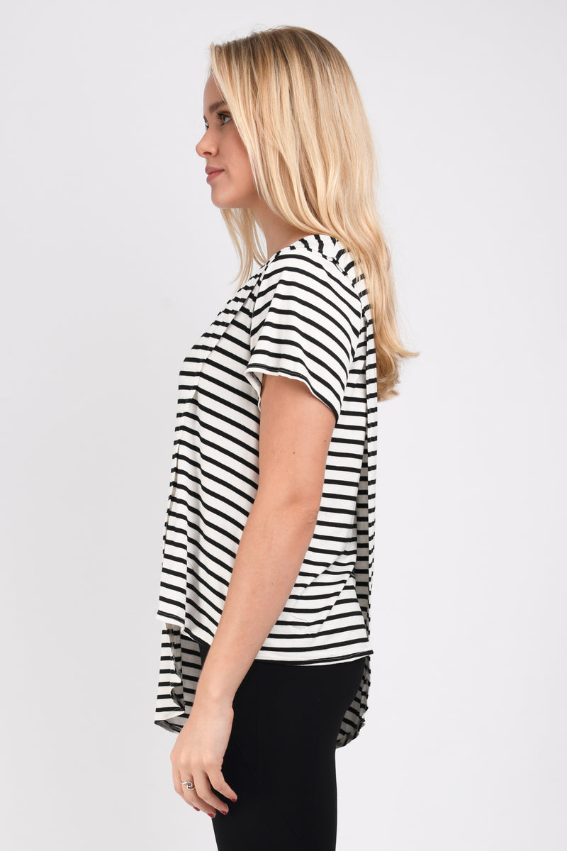 Gemma Asymmetrical Tunic (Ivory-Black Stripe) - M