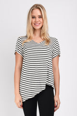 Gemma Asymmetrical Tunic (Ivory-Black Stripe) - M