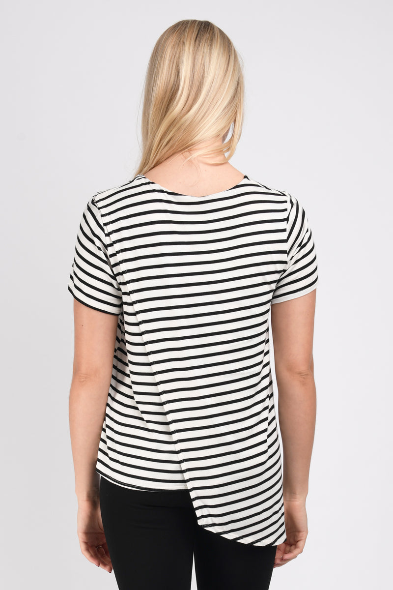 Gemma Asymmetrical Tunic (Ivory-Black Stripe) - M